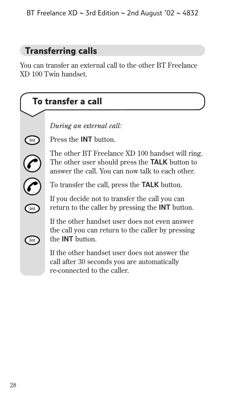 Transferring calls | BT Studio Twin User Manual | Page 29 / 37