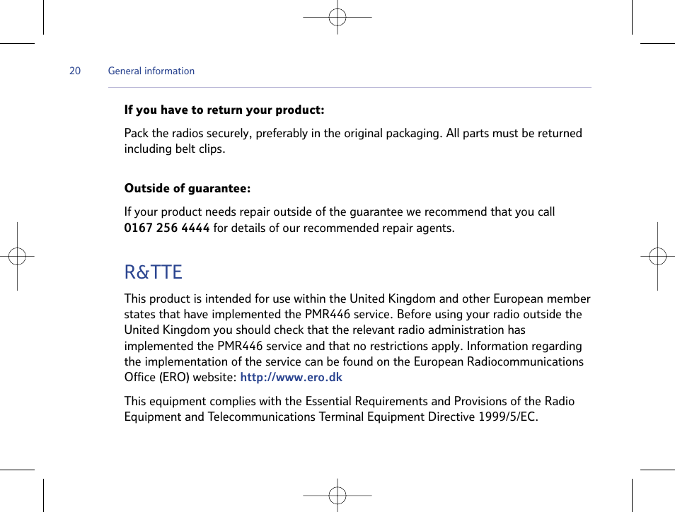R&tte | BT Mobile Radio User Manual | Page 20 / 22