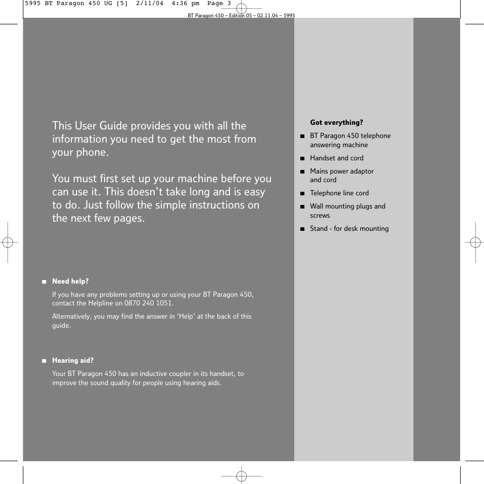 BT PARAGON450 User Manual | Page 3 / 44