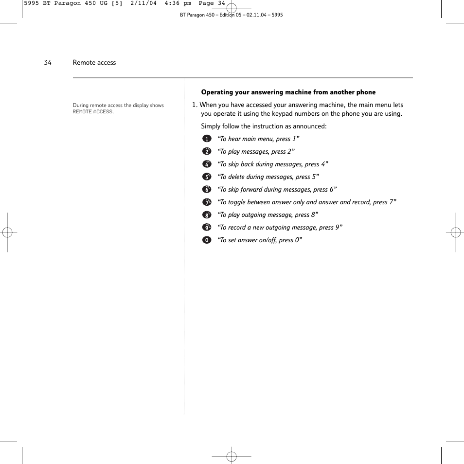 BT PARAGON450 User Manual | Page 34 / 44