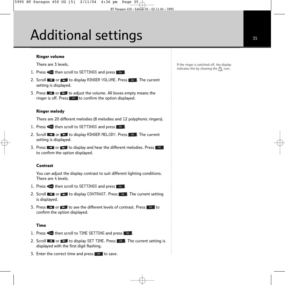 Additional settings | BT PARAGON450 User Manual | Page 35 / 44