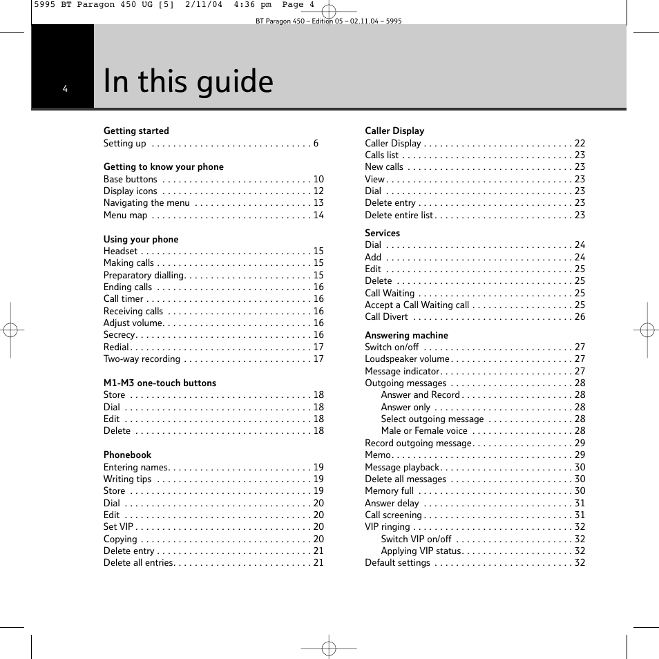 BT PARAGON450 User Manual | Page 4 / 44