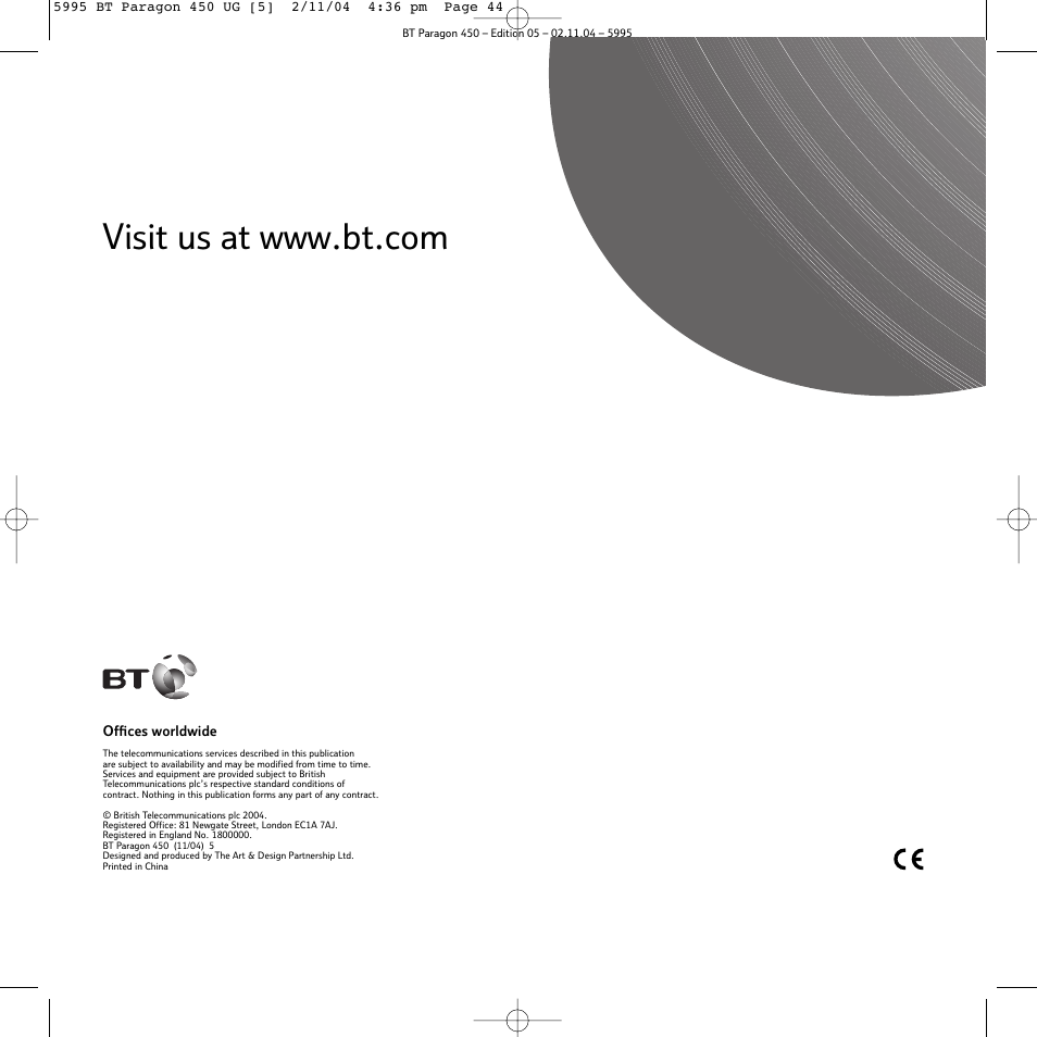 BT PARAGON450 User Manual | Page 44 / 44