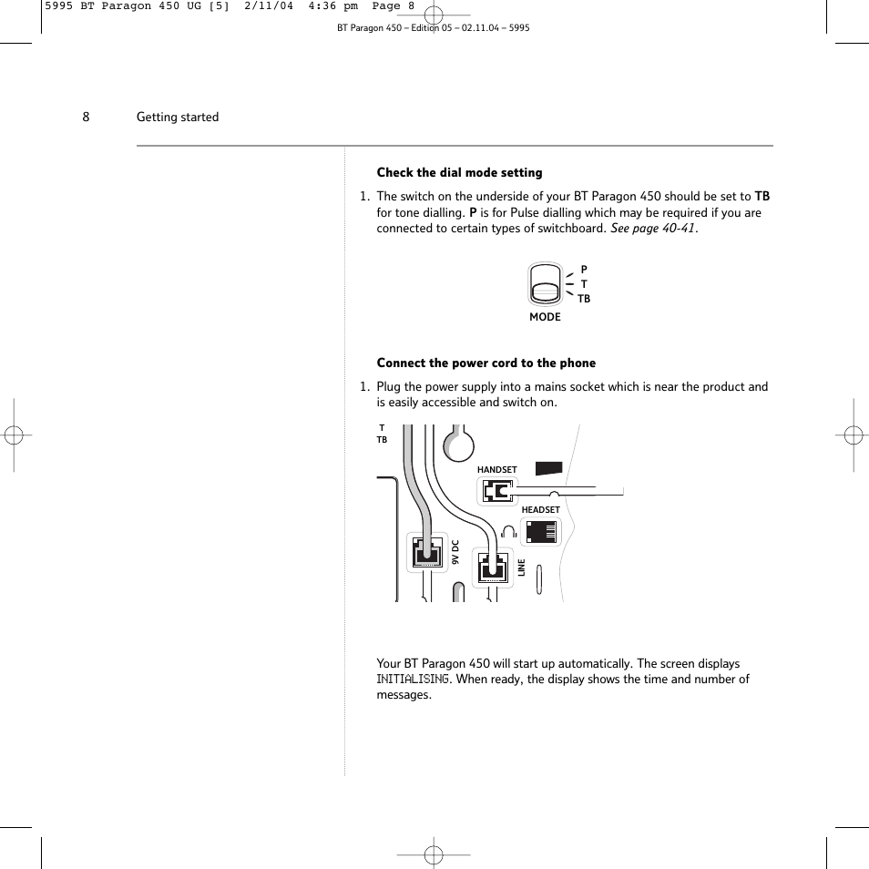 BT PARAGON450 User Manual | Page 8 / 44