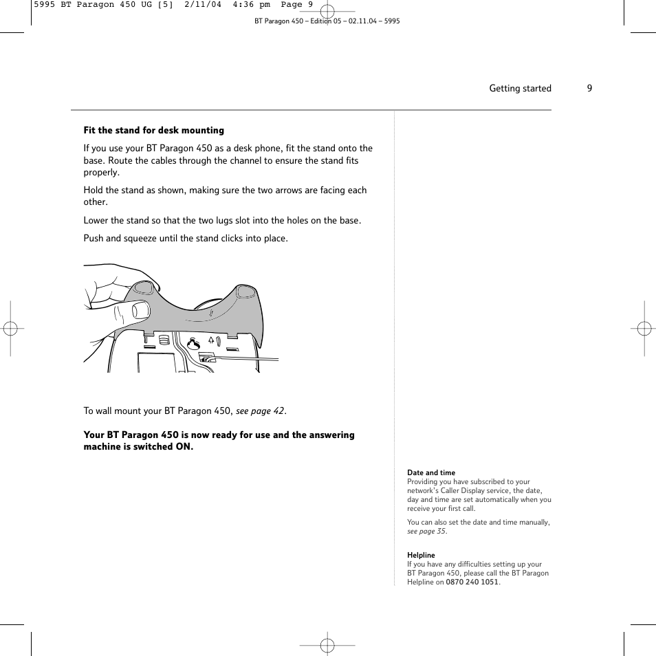 BT PARAGON450 User Manual | Page 9 / 44