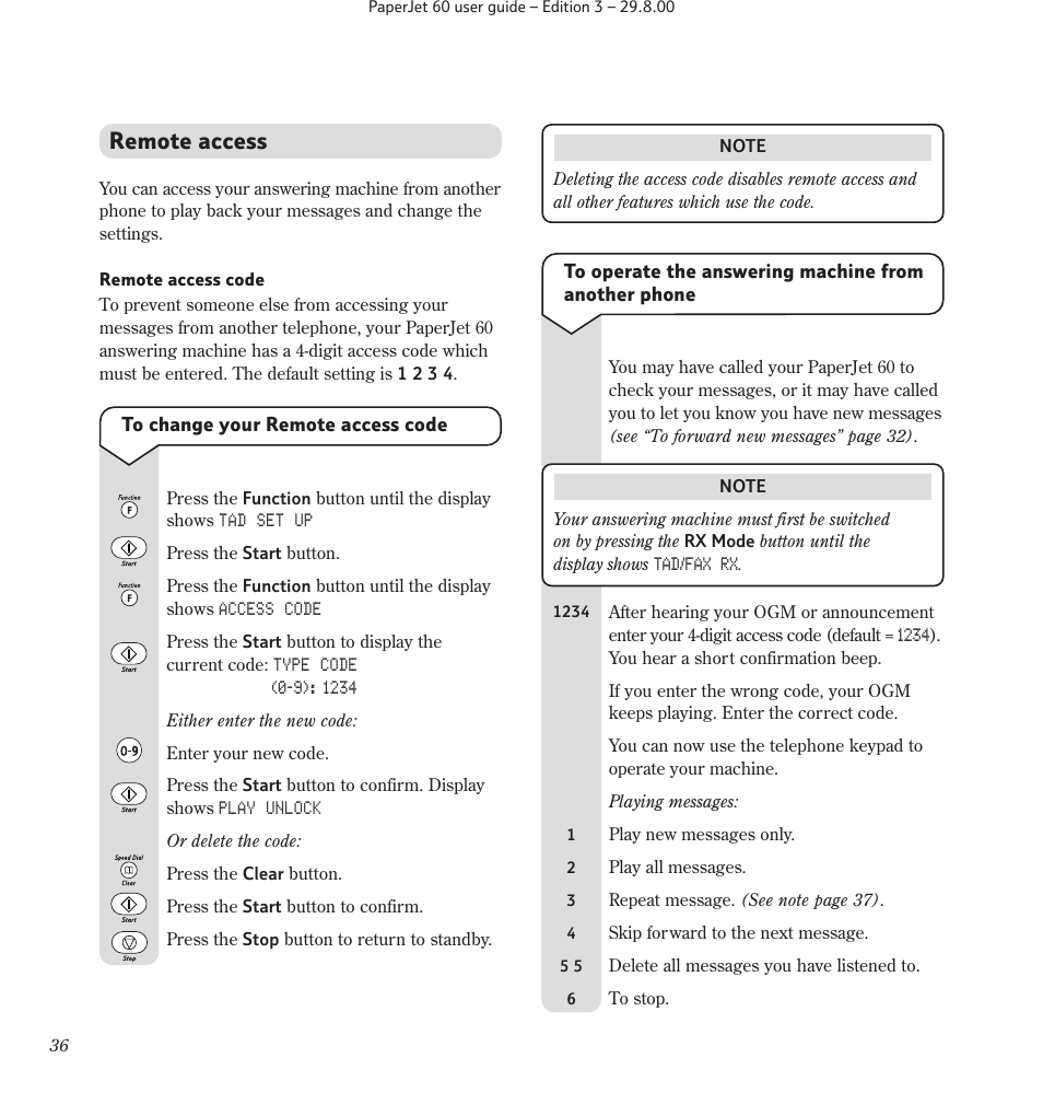 Remote access | BT 60 User Manual | Page 38 / 65