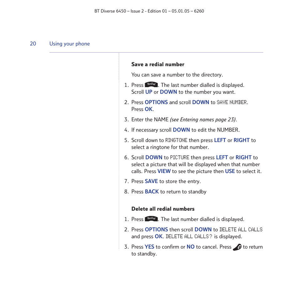 BT Diverse 6450 User Manual | Page 20 / 98