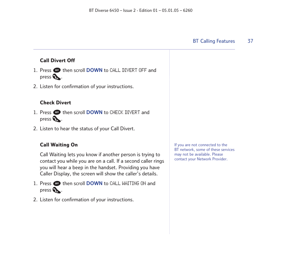 BT Diverse 6450 User Manual | Page 37 / 98