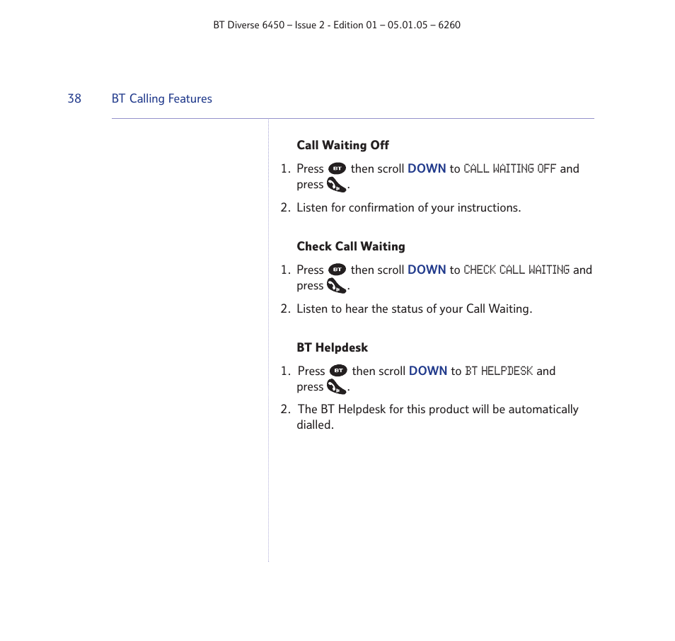 BT Diverse 6450 User Manual | Page 38 / 98