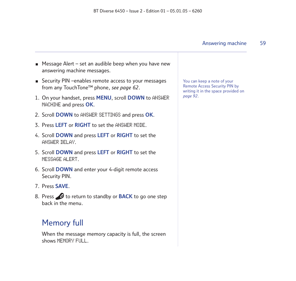 BT Diverse 6450 User Manual | Page 59 / 98