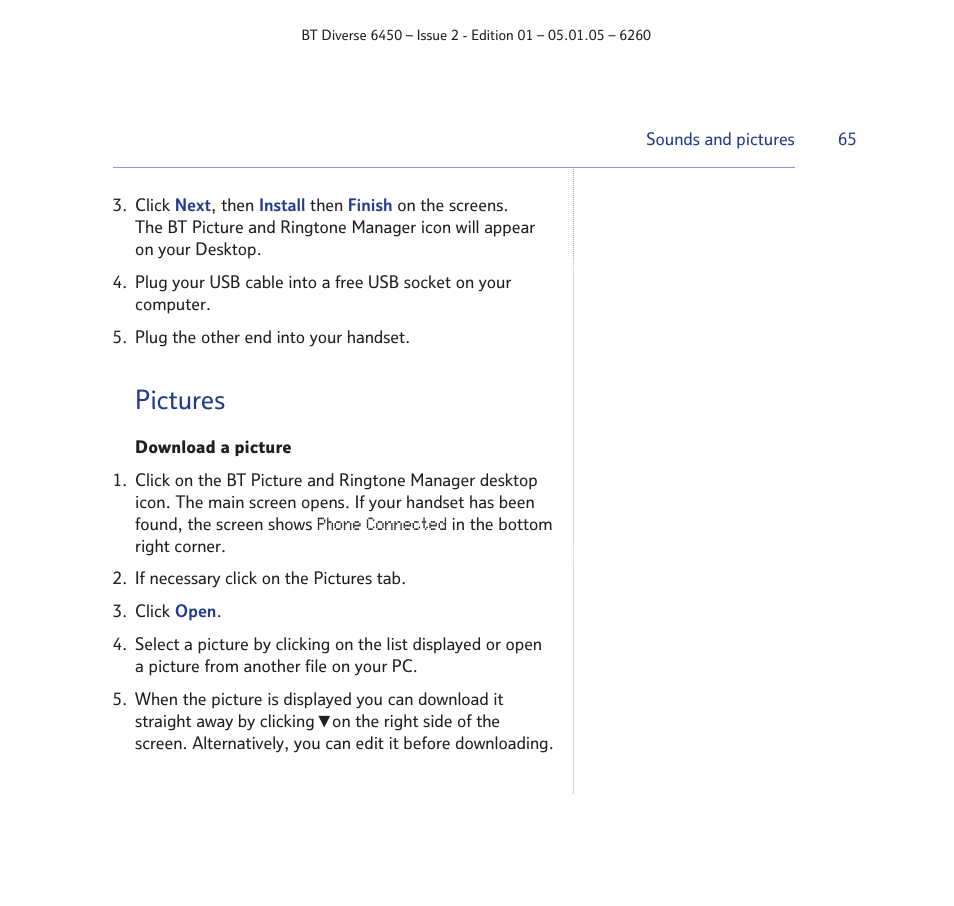 Pictures | BT Diverse 6450 User Manual | Page 65 / 98