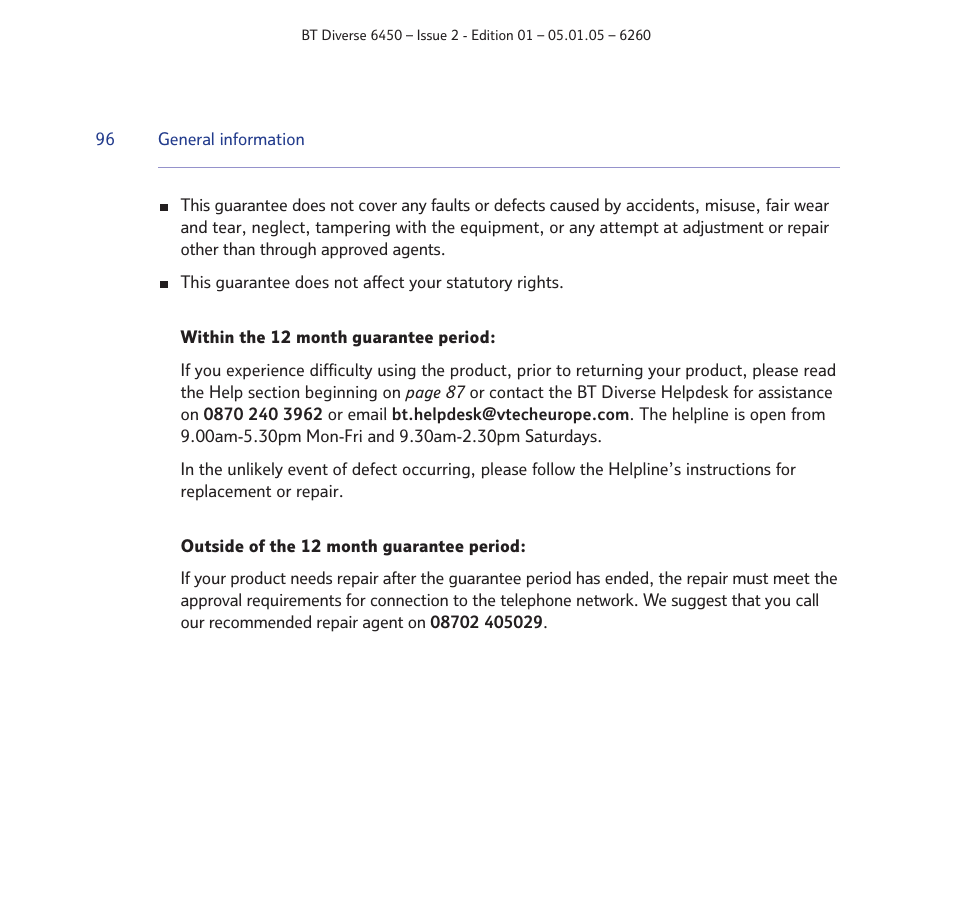 BT Diverse 6450 User Manual | Page 96 / 98