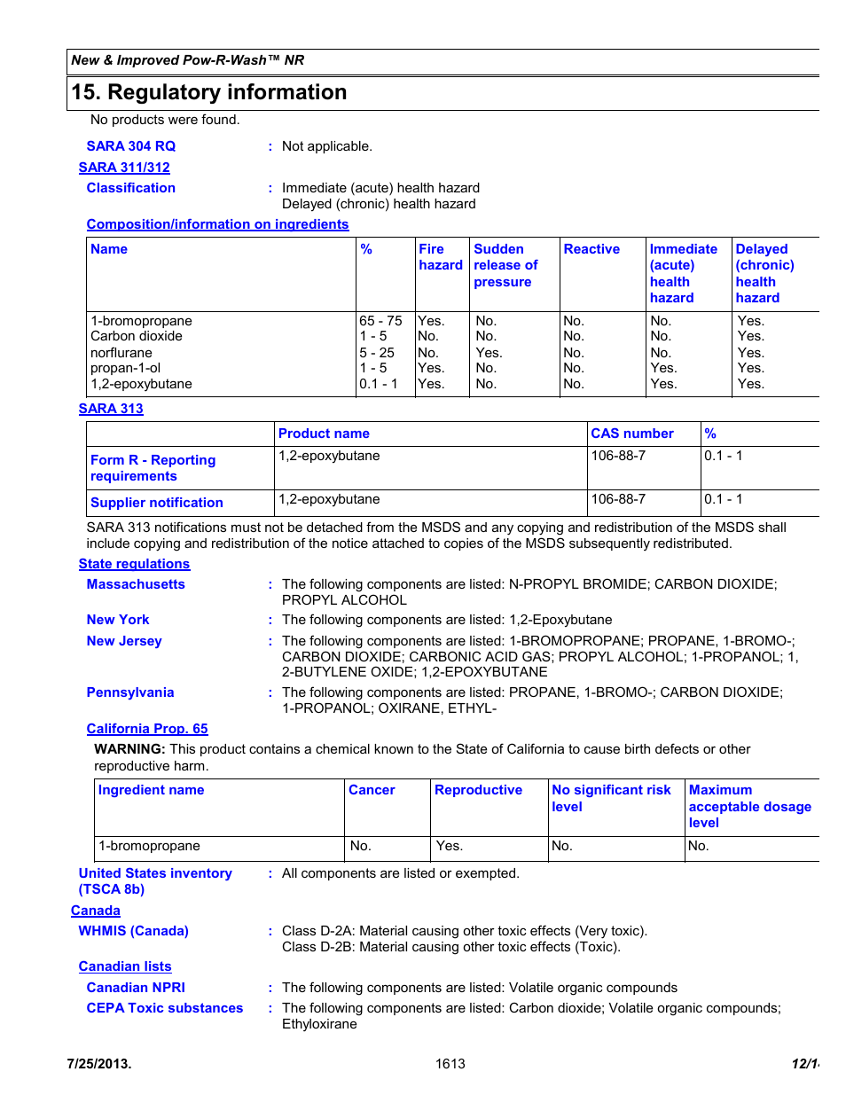Regulatory information | Chemtronics Pow-R-Wash NR ES1613 User Manual | Page 12 / 14