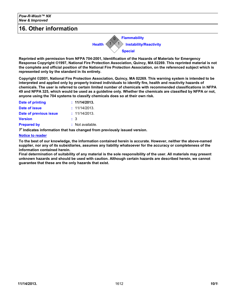 Other information | Chemtronics Pow-R-Wash NX ES1612 User Manual | Page 10 / 10