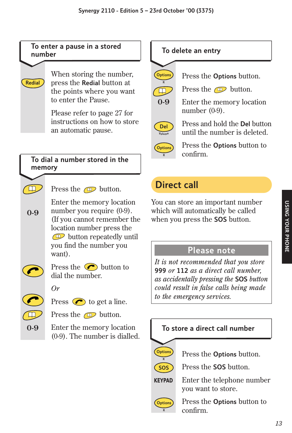 Direct call | BT Synergy 2110 User Manual | Page 15 / 33