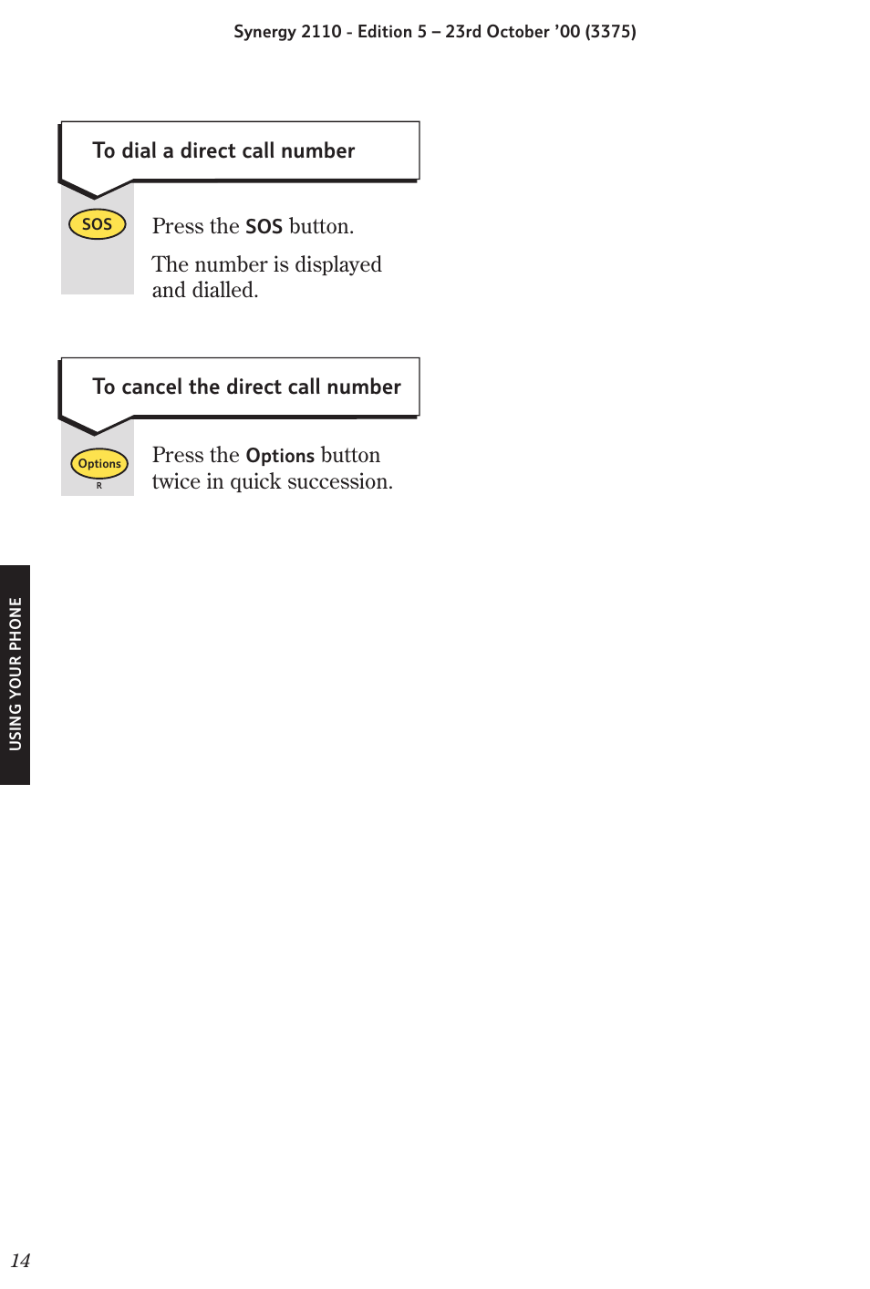 Button twice in quick succession | BT Synergy 2110 User Manual | Page 16 / 33