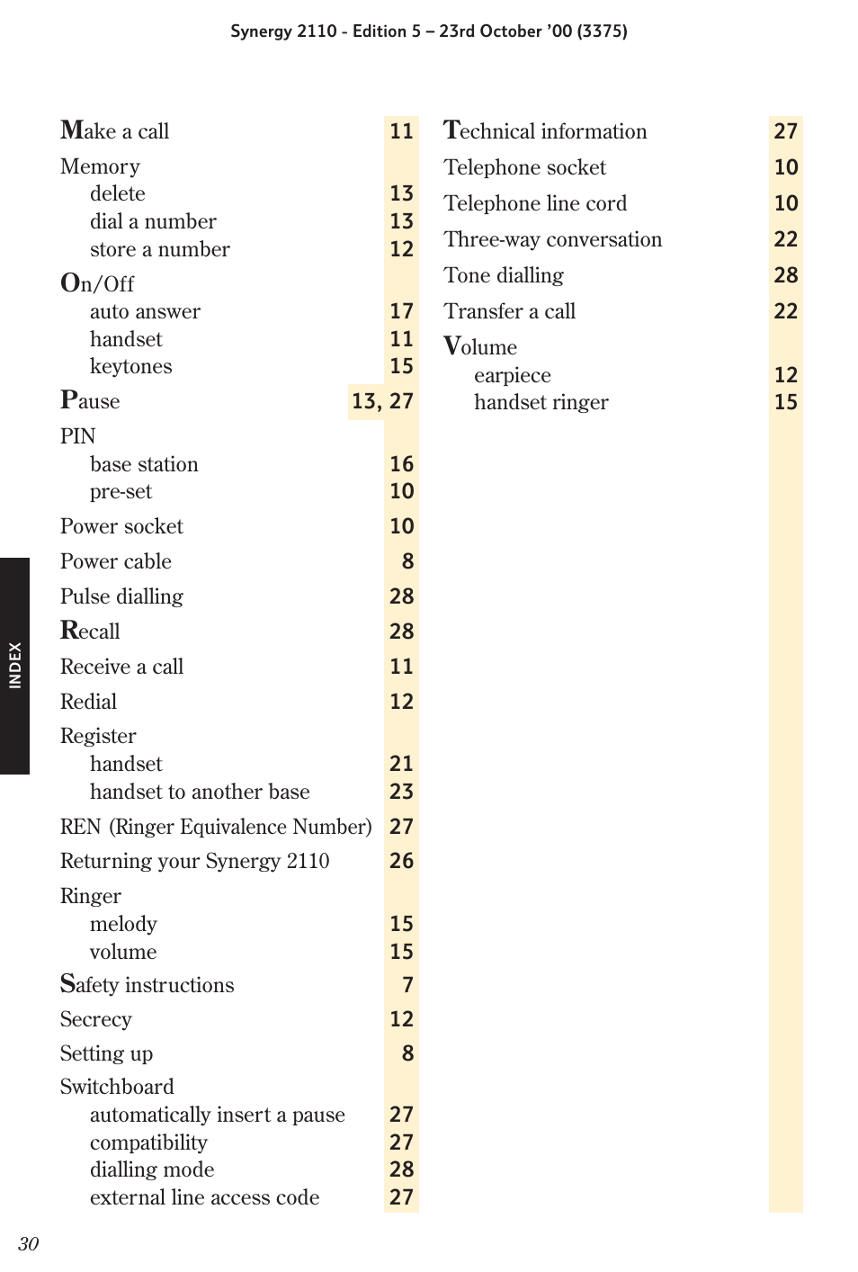 BT Synergy 2110 User Manual | Page 32 / 33
