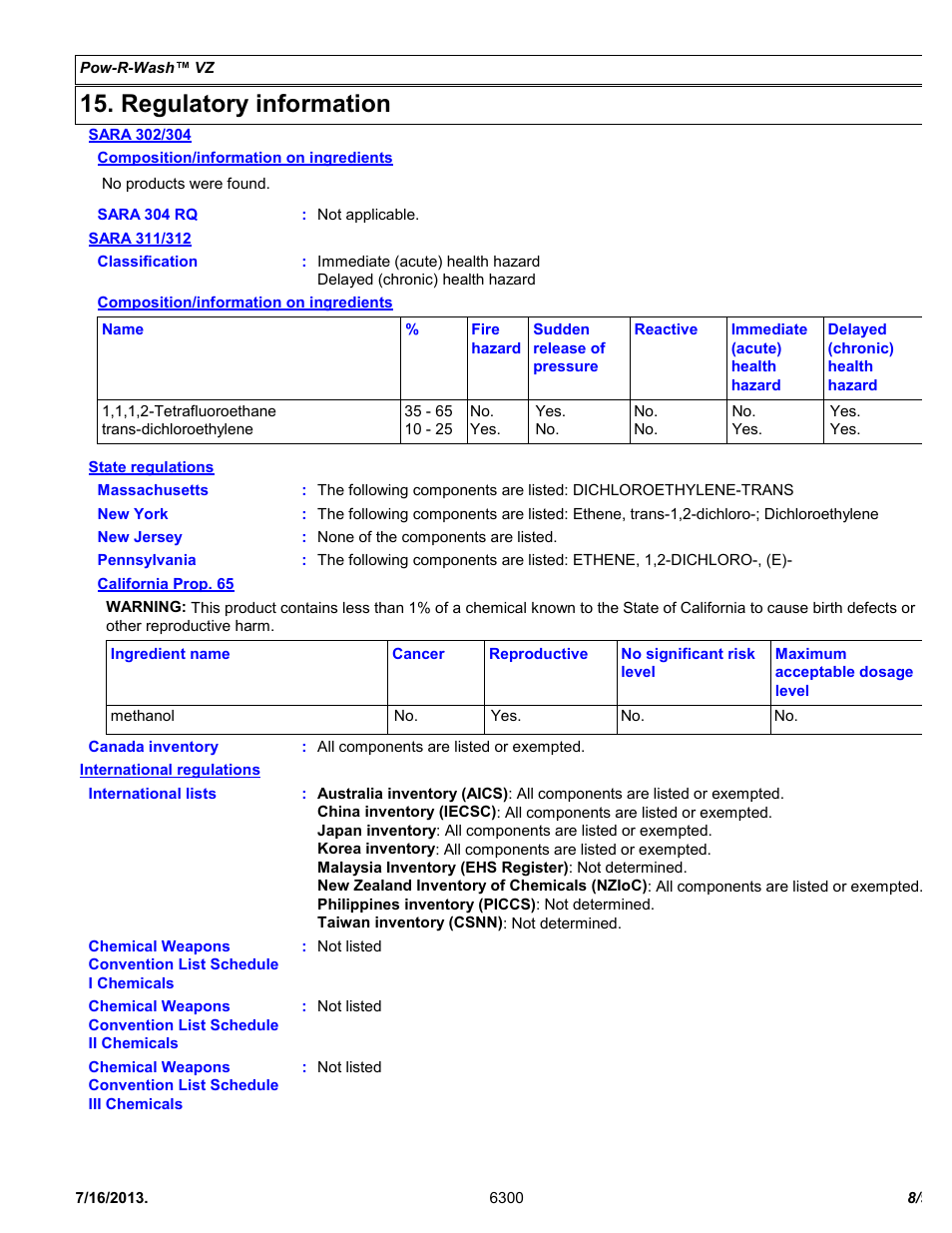 Regulatory information | Chemtronics Pow-R-Wash VZ ES6300 User Manual | Page 8 / 9