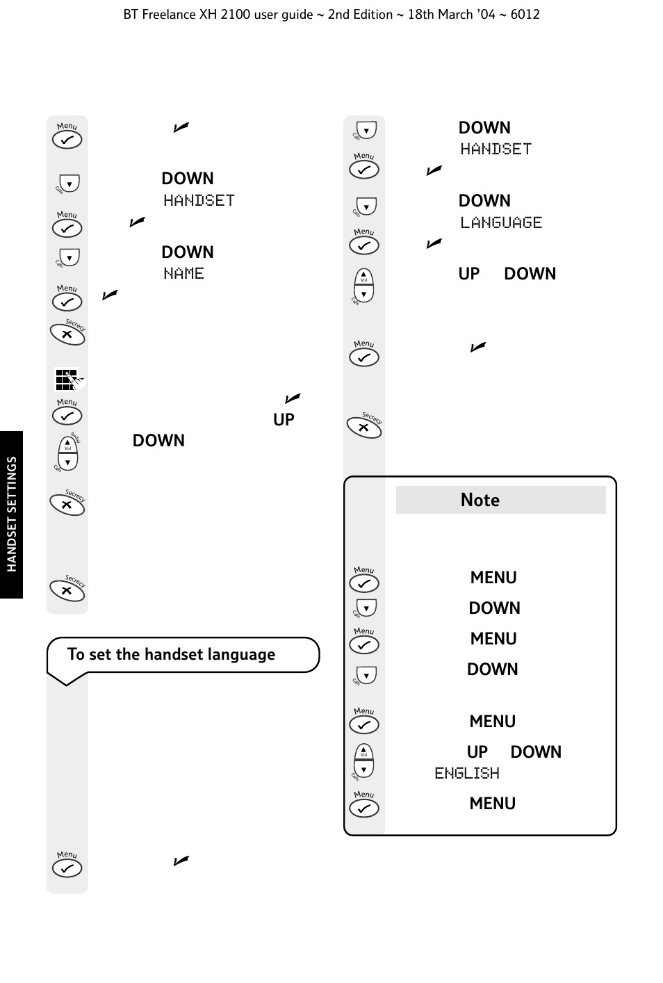 Button to return to the standby screen | BT FREELANCE XH 2100 User Manual | Page 24 / 42