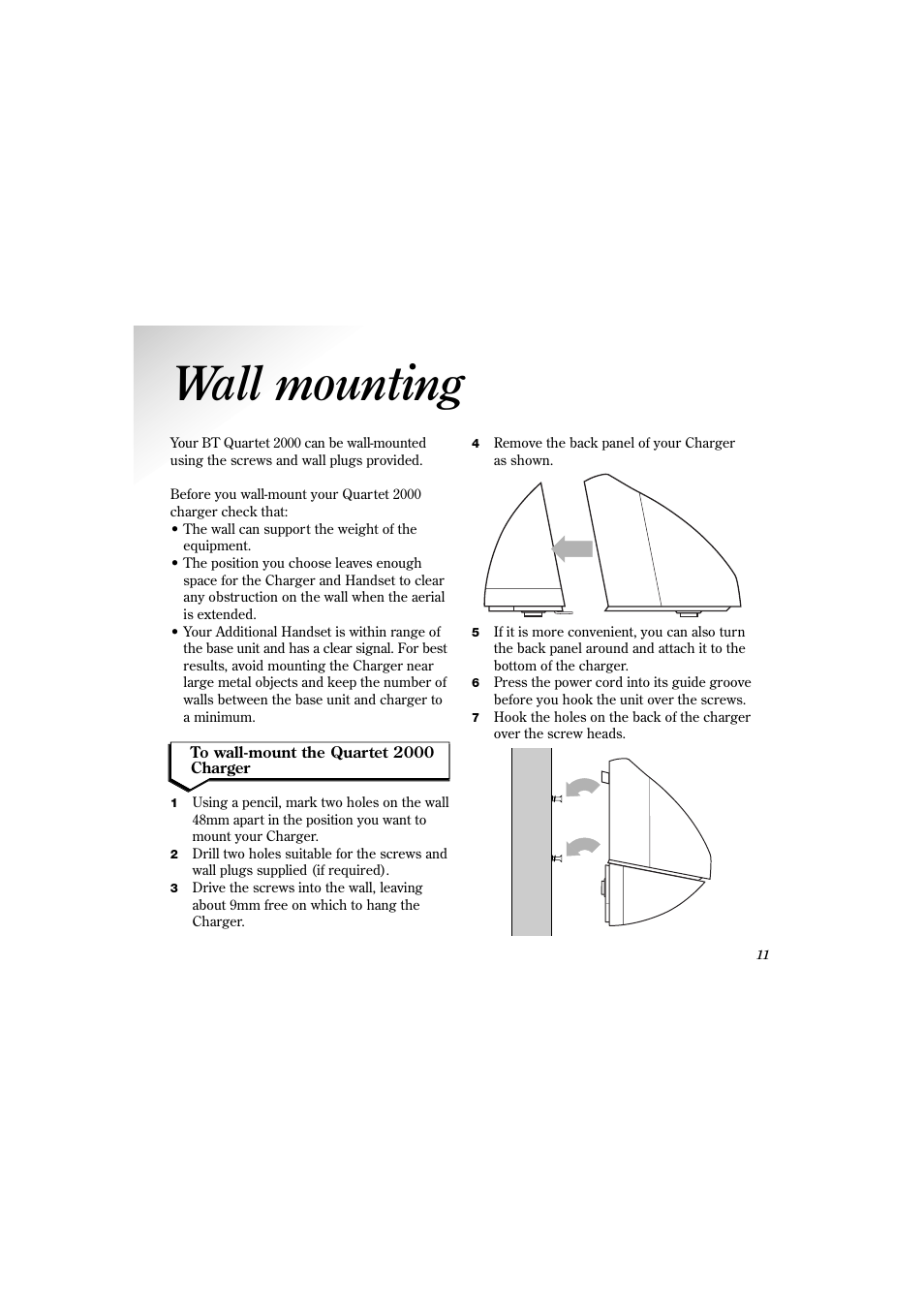 Wall mounting | BT 2000 User Manual | Page 12 / 17