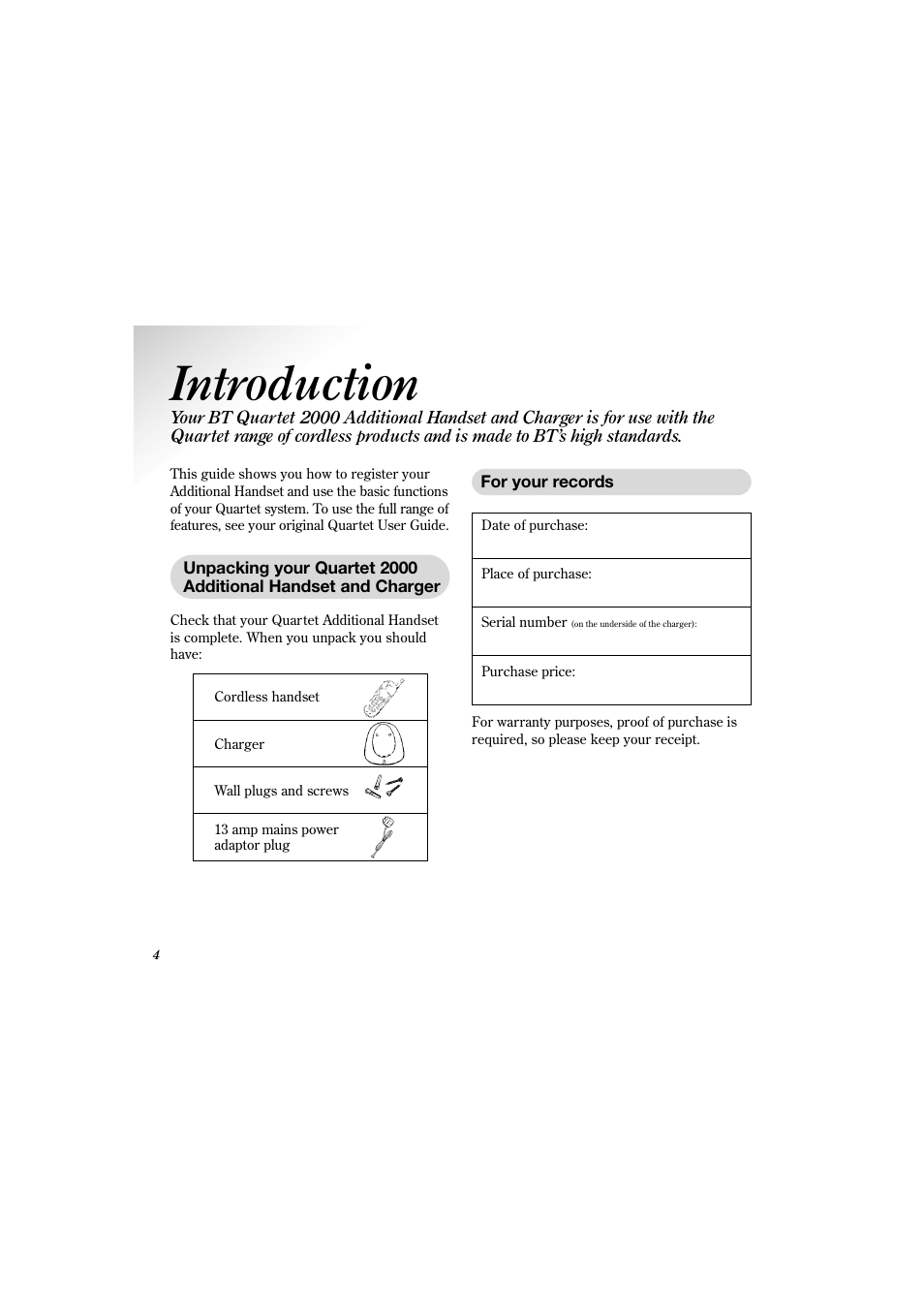 Introduction | BT 2000 User Manual | Page 5 / 17