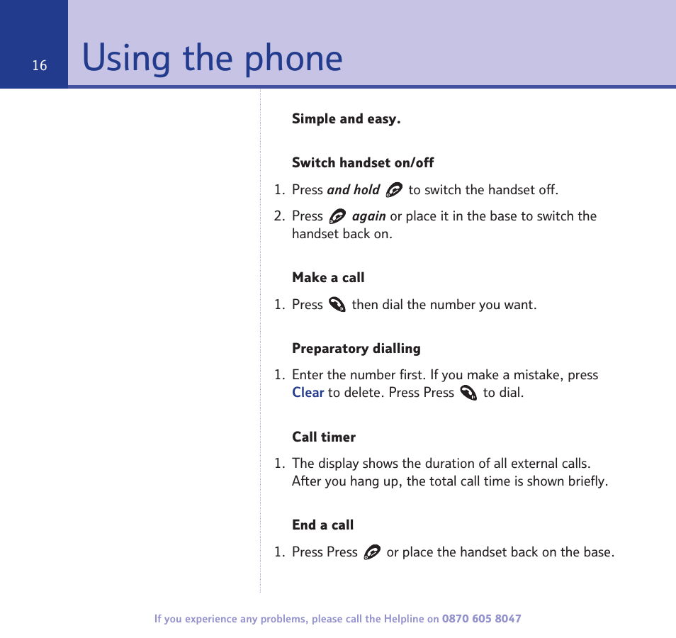 Using the phone | BT STUDIO 2300 User Manual | Page 16 / 67