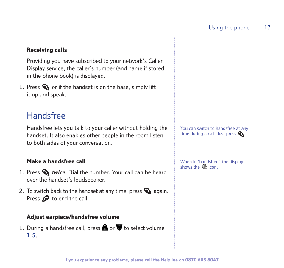 Handsfree | BT STUDIO 2300 User Manual | Page 17 / 67