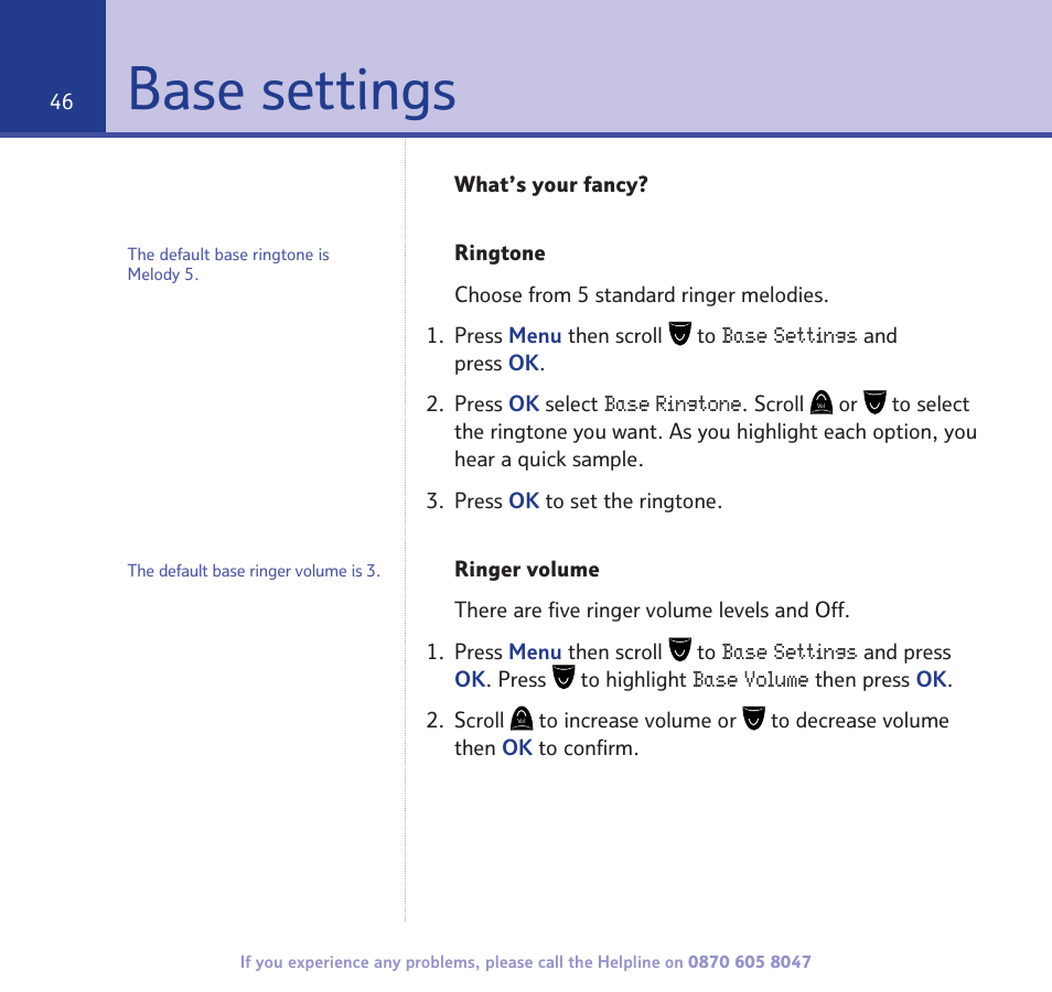 Base settings | BT STUDIO 2300 User Manual | Page 46 / 67