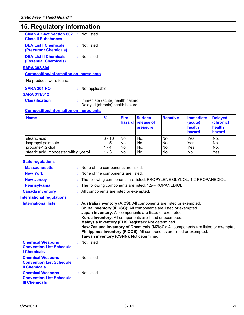Regulatory information | Chemtronics Static Free Hand Guard C805 User Manual | Page 7 / 8