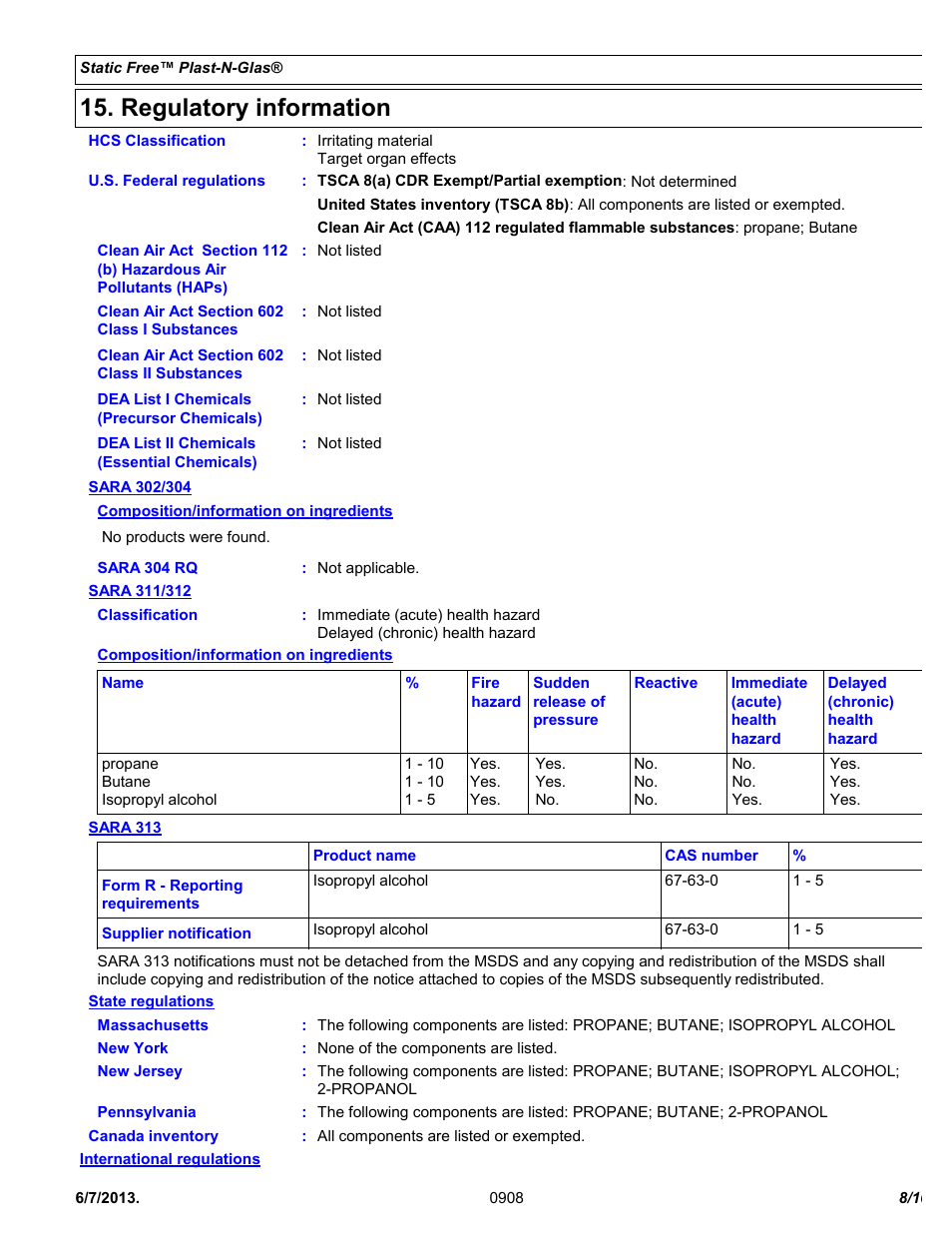 Regulatory information | Chemtronics Static Free Plast-N-Glas ES1668 User Manual | Page 8 / 10