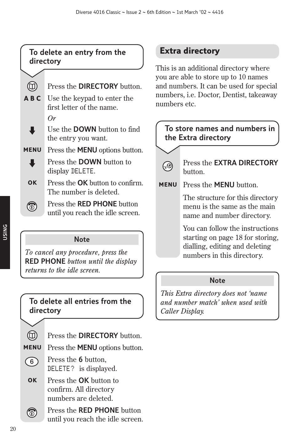 Extra directory | BT 4016 Classic User Manual | Page 22 / 57