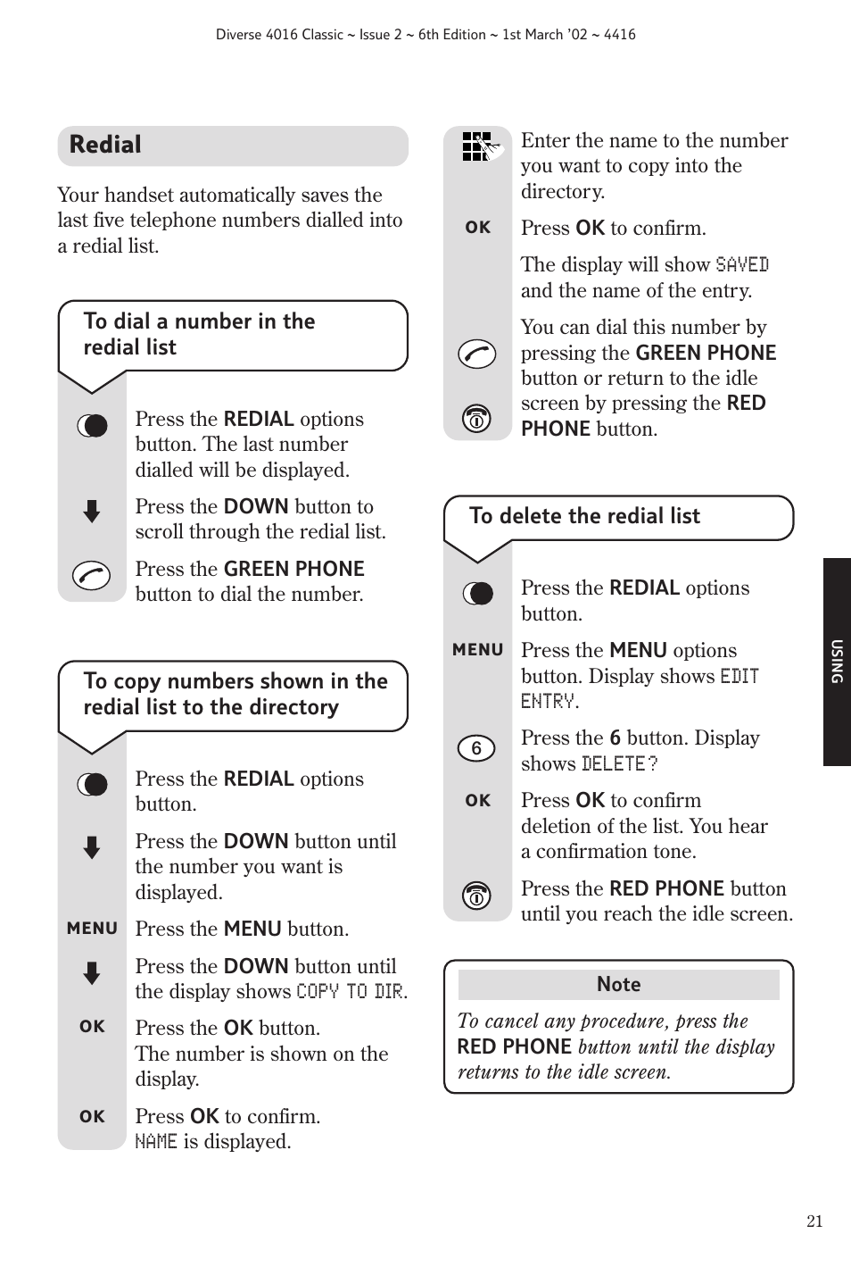 Redial | BT 4016 Classic User Manual | Page 23 / 57