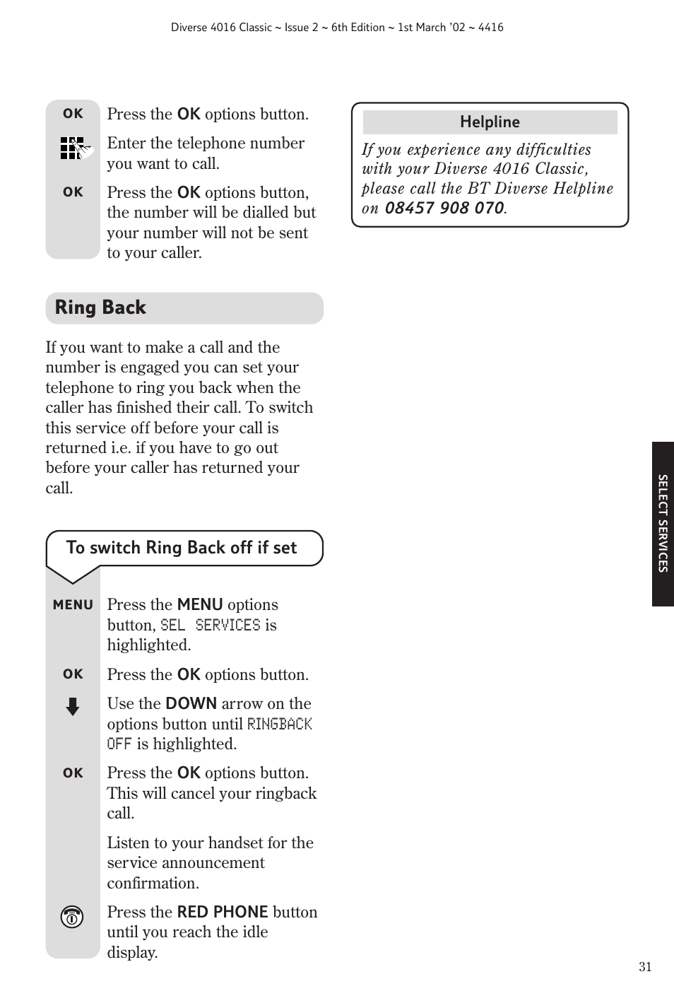 Ring back | BT 4016 Classic User Manual | Page 33 / 57