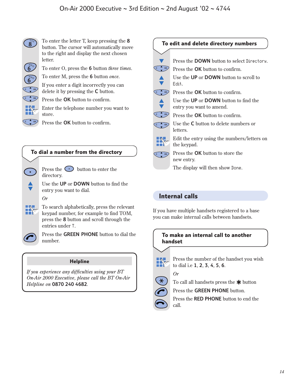 Internal calls | BT 2000 Executive User Manual | Page 15 / 25