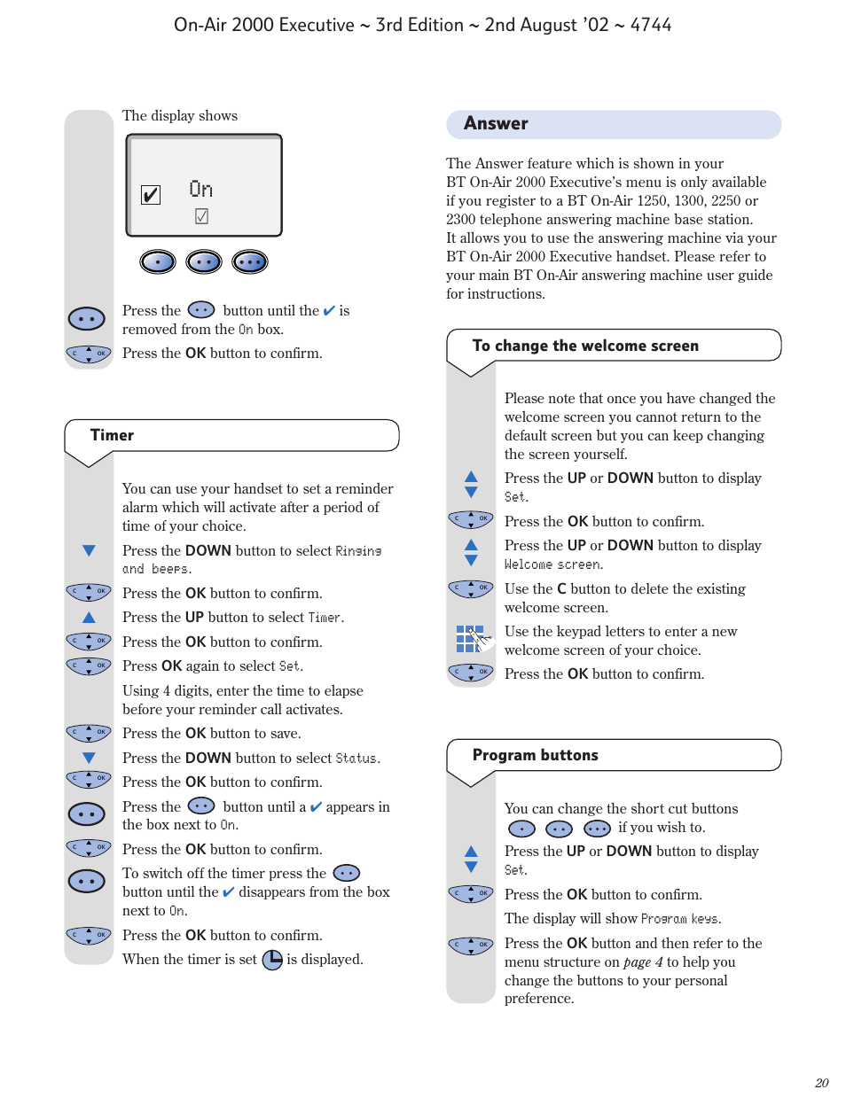 Answer | BT 2000 Executive User Manual | Page 21 / 25