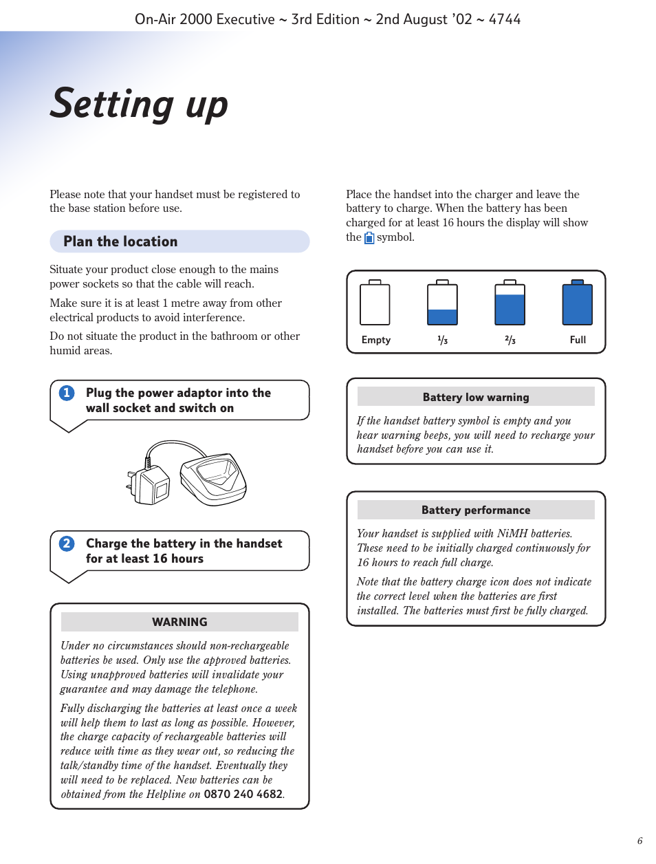Setting up | BT 2000 Executive User Manual | Page 7 / 25