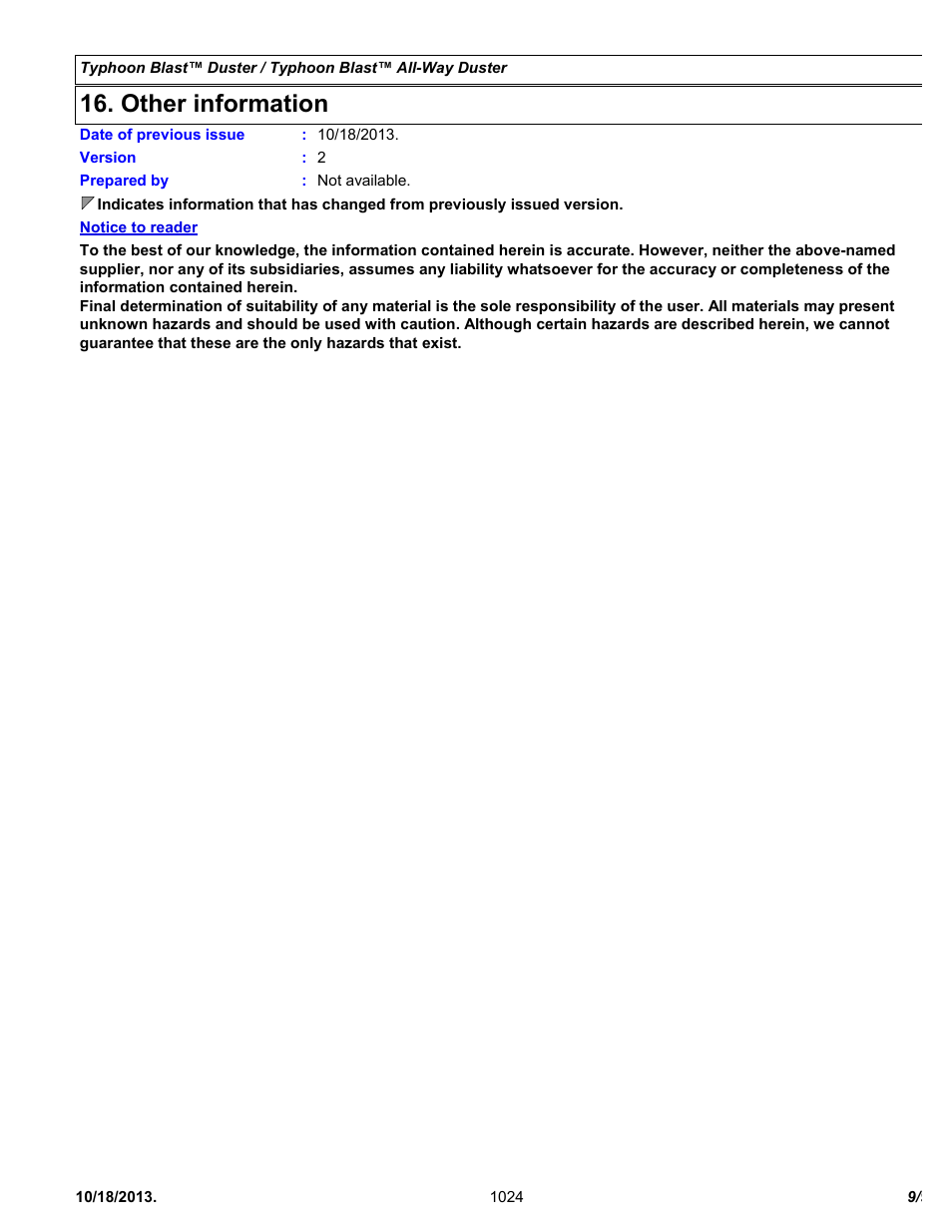 Other information | Chemtronics Typhoon Blast All-Way ES1624 User Manual | Page 9 / 9