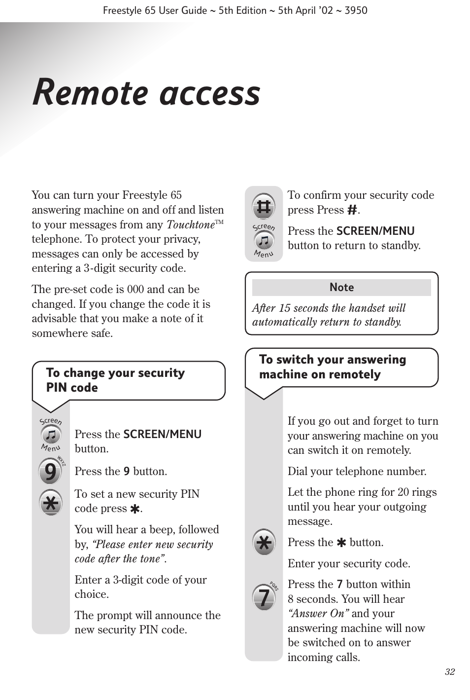 Remote access | BT Freestyle 65 User Manual | Page 35 / 54