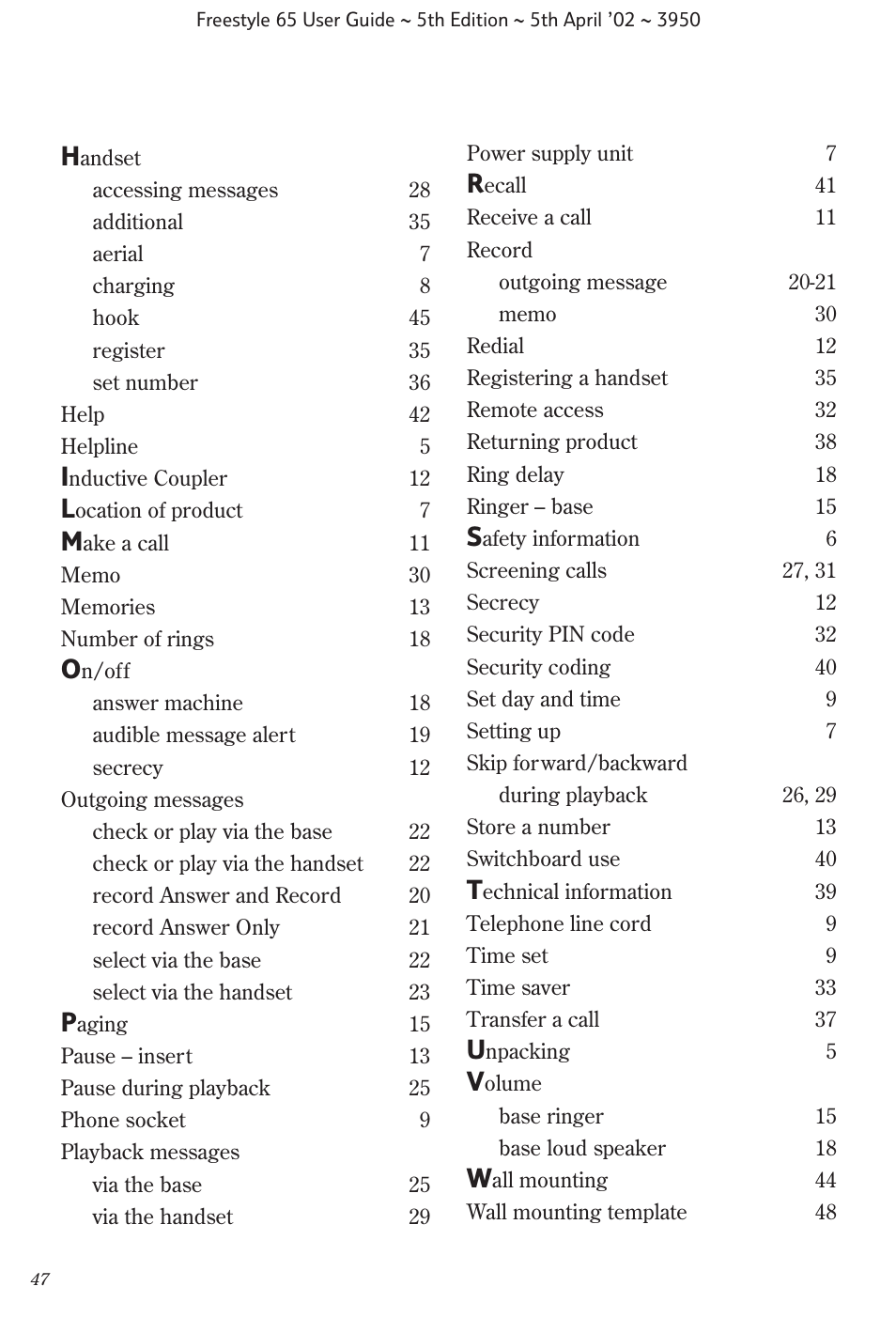 BT Freestyle 65 User Manual | Page 50 / 54