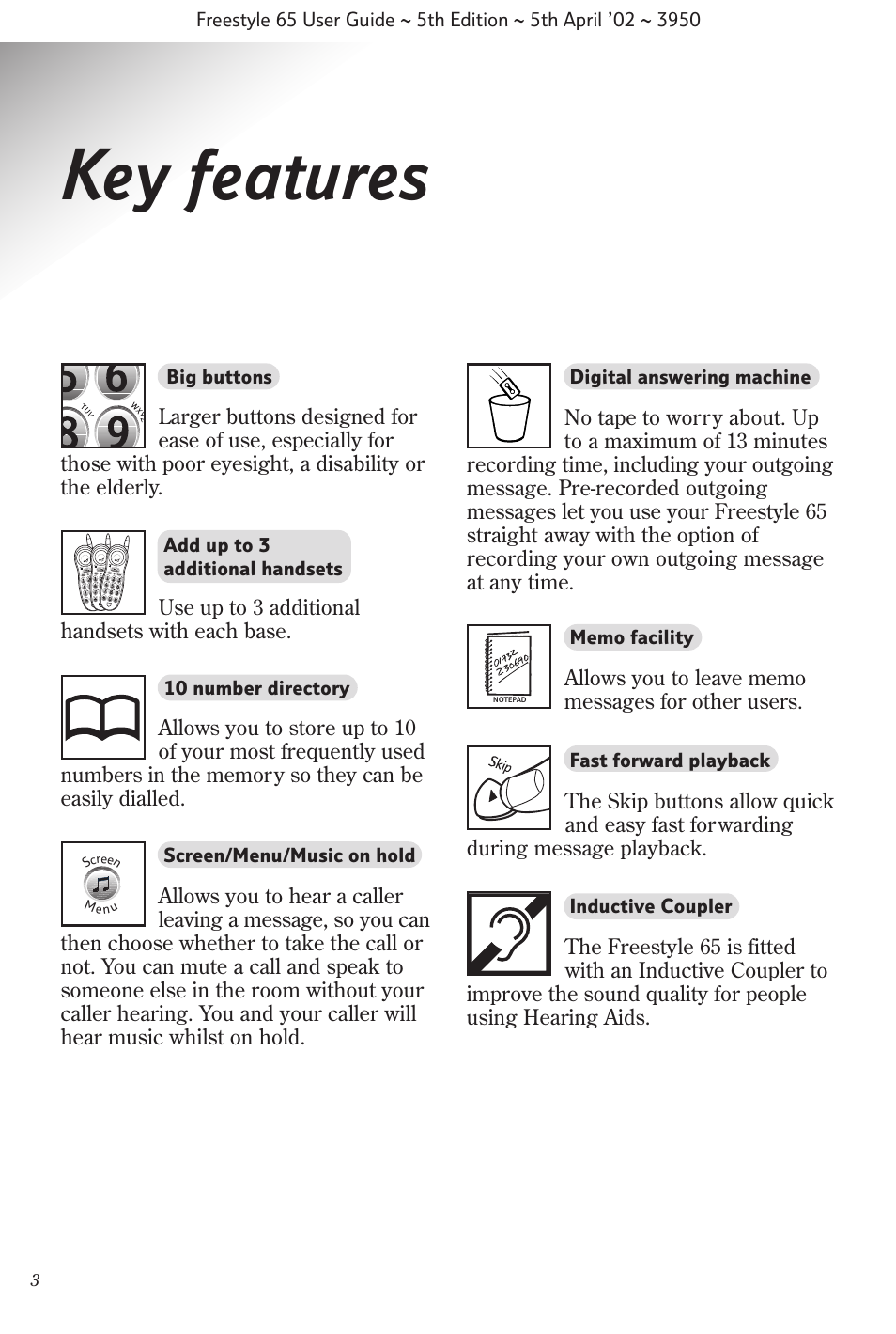 Key features | BT Freestyle 65 User Manual | Page 6 / 54