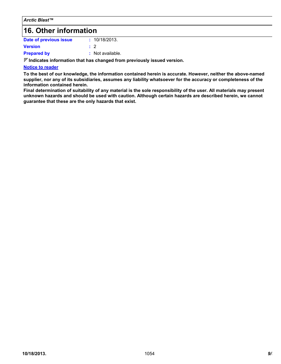 Other information | Chemtronics Arctic Blast ES1054 User Manual | Page 9 / 9