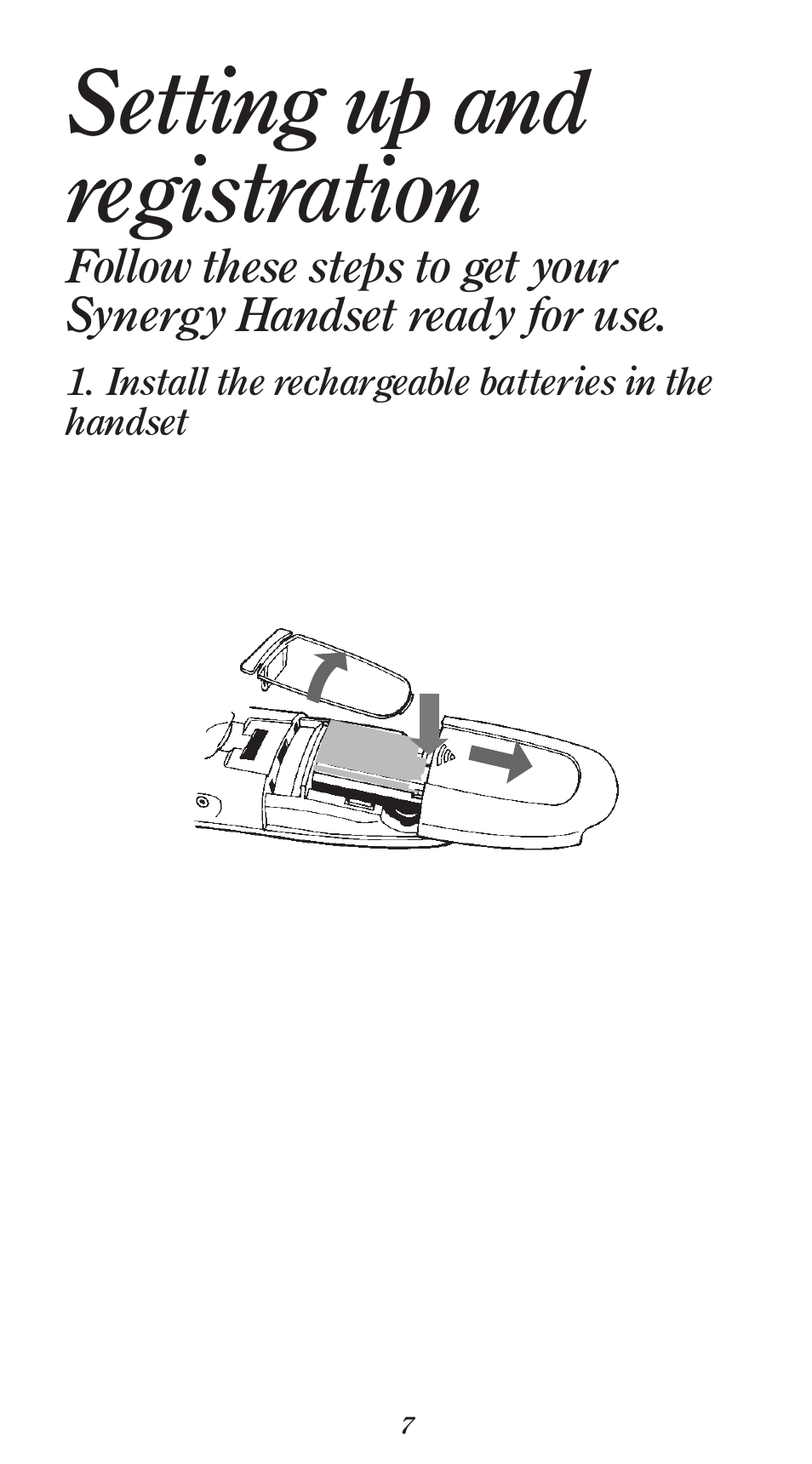 Setting up and registration, Install the rechargeable batteries in the handset | BT 1000 User Manual | Page 11 / 57