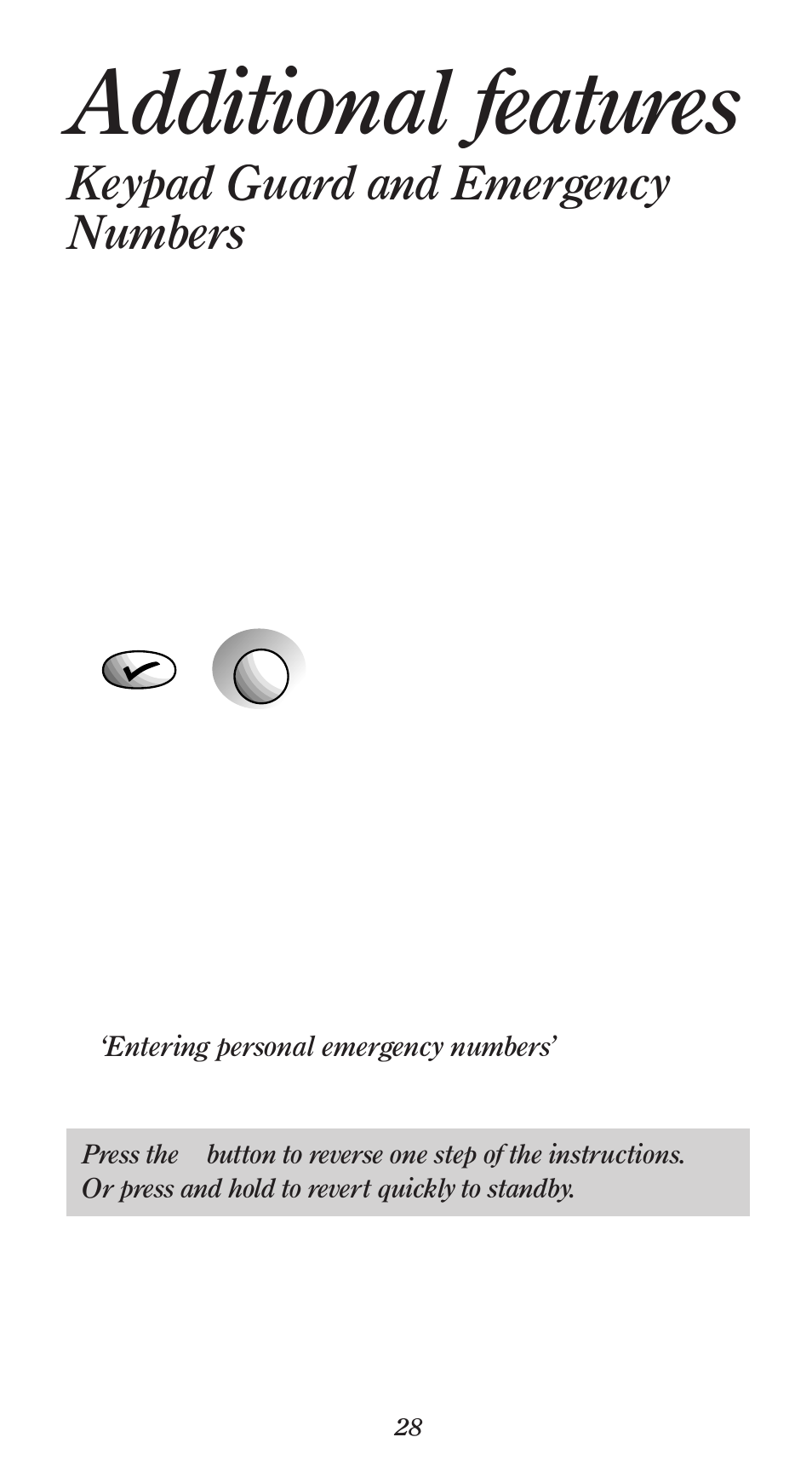 Additional features, Keypad guard and emergency numbers | BT 1000 User Manual | Page 32 / 57