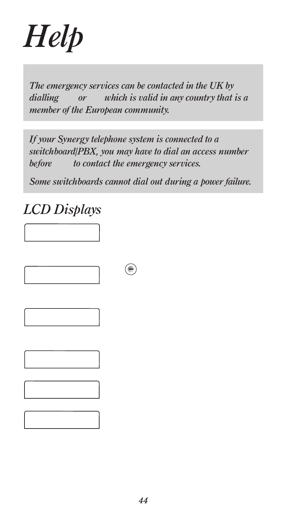 Help, Lcd displays, Shared | Press v, Silent, Pls wait, Hset | BT 1000 User Manual | Page 48 / 57