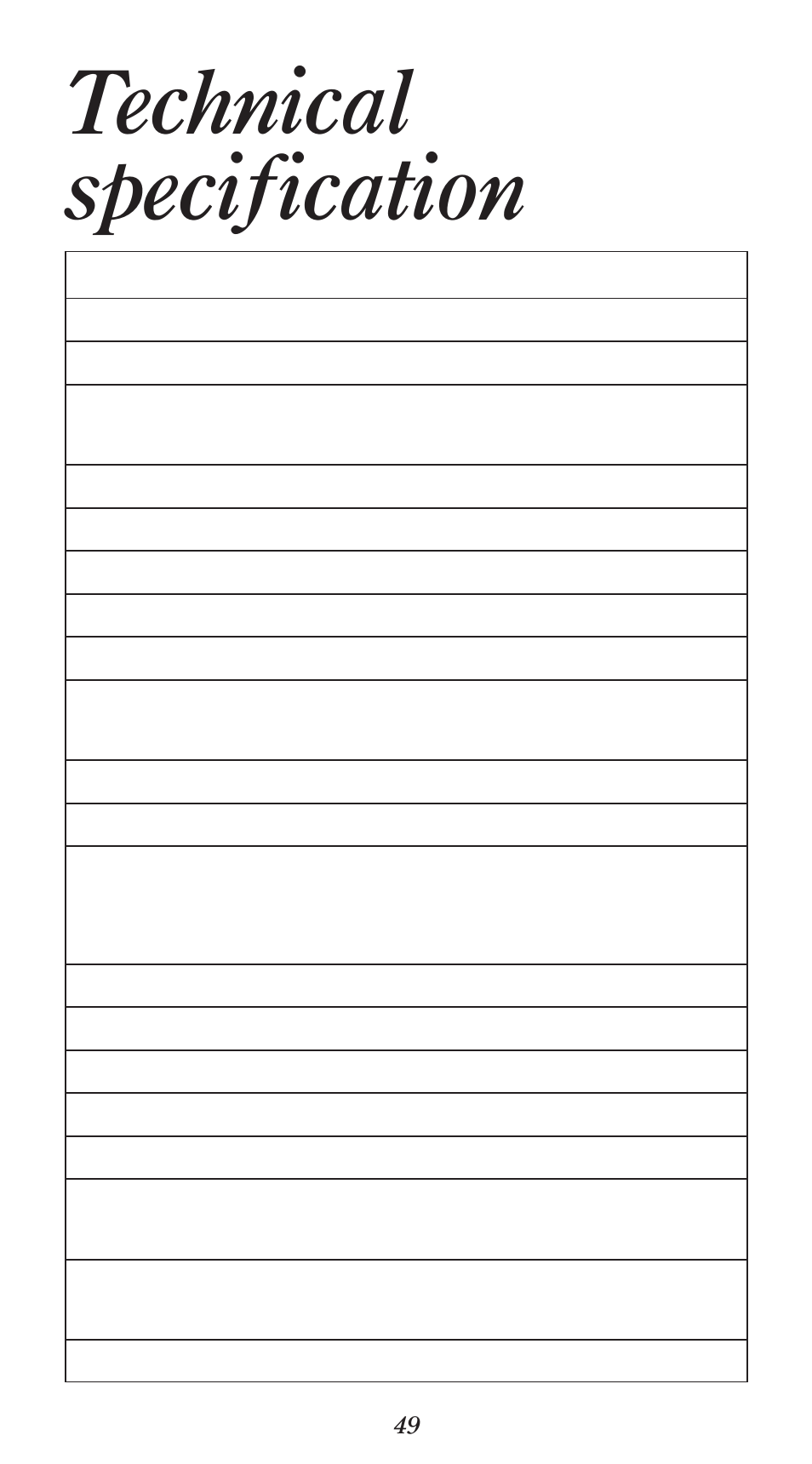 Technical specification | BT 1000 User Manual | Page 53 / 57