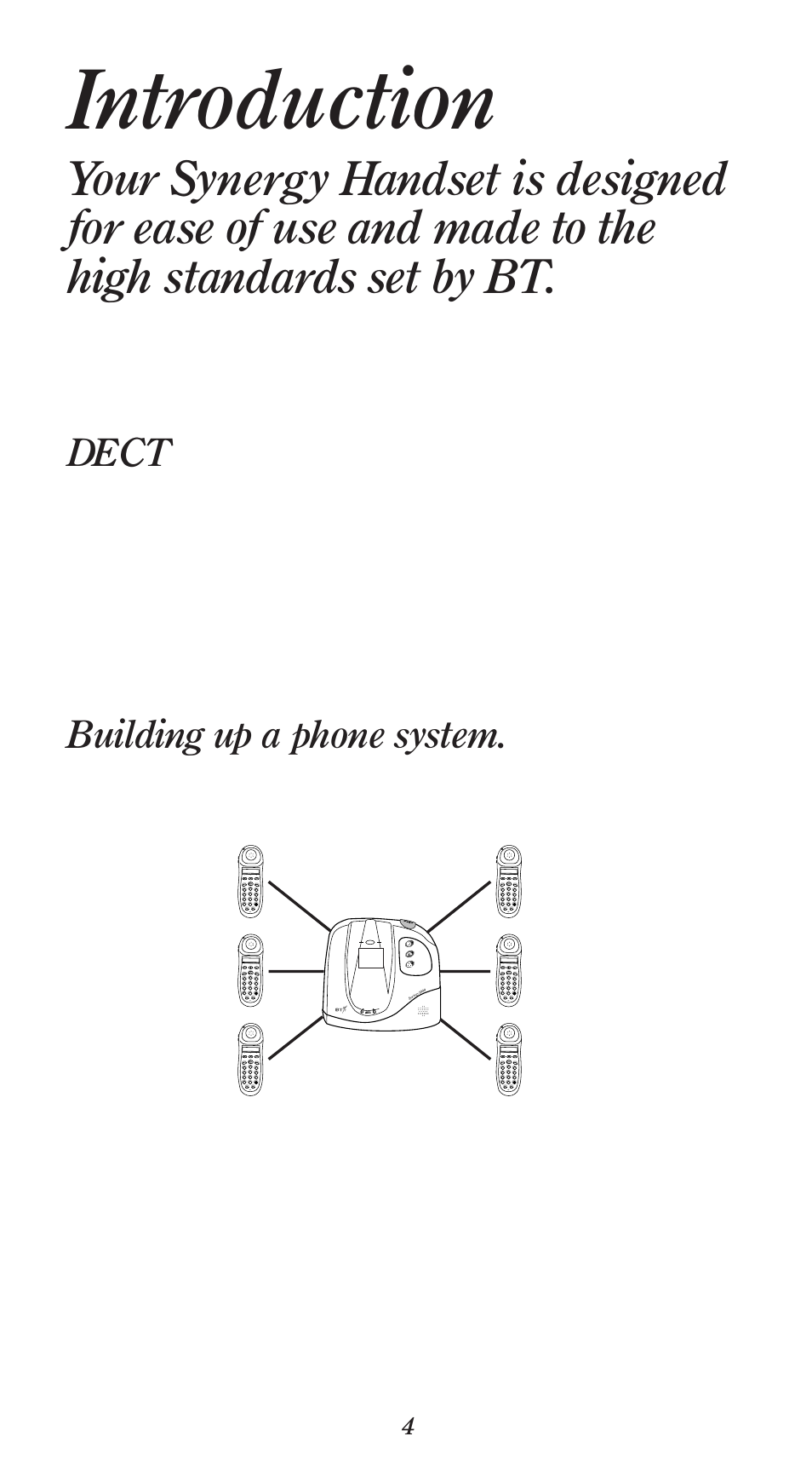 Introduction, Dect, Building up a phone system | BT 1000 User Manual | Page 8 / 57