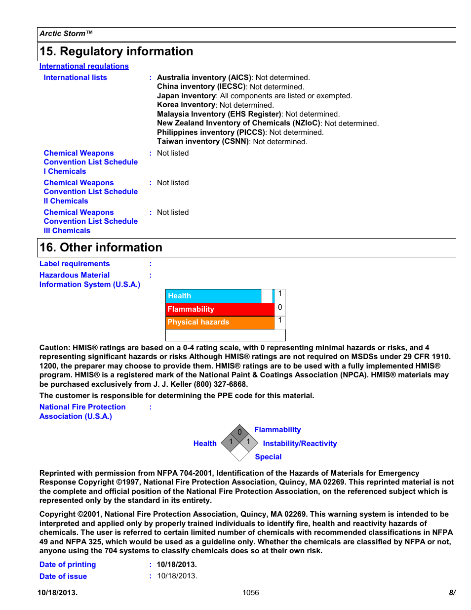Regulatory information, Other information | Chemtronics Arctic Storm ES1056 User Manual | Page 8 / 9