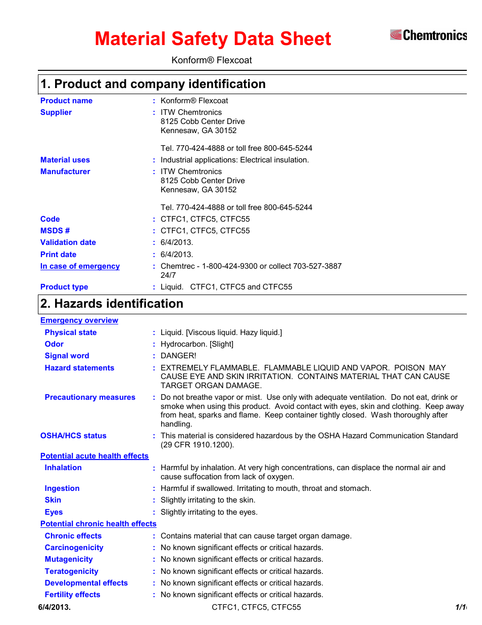 Chemtronics Konform Flexcoat CTFC5 User Manual | 10 pages