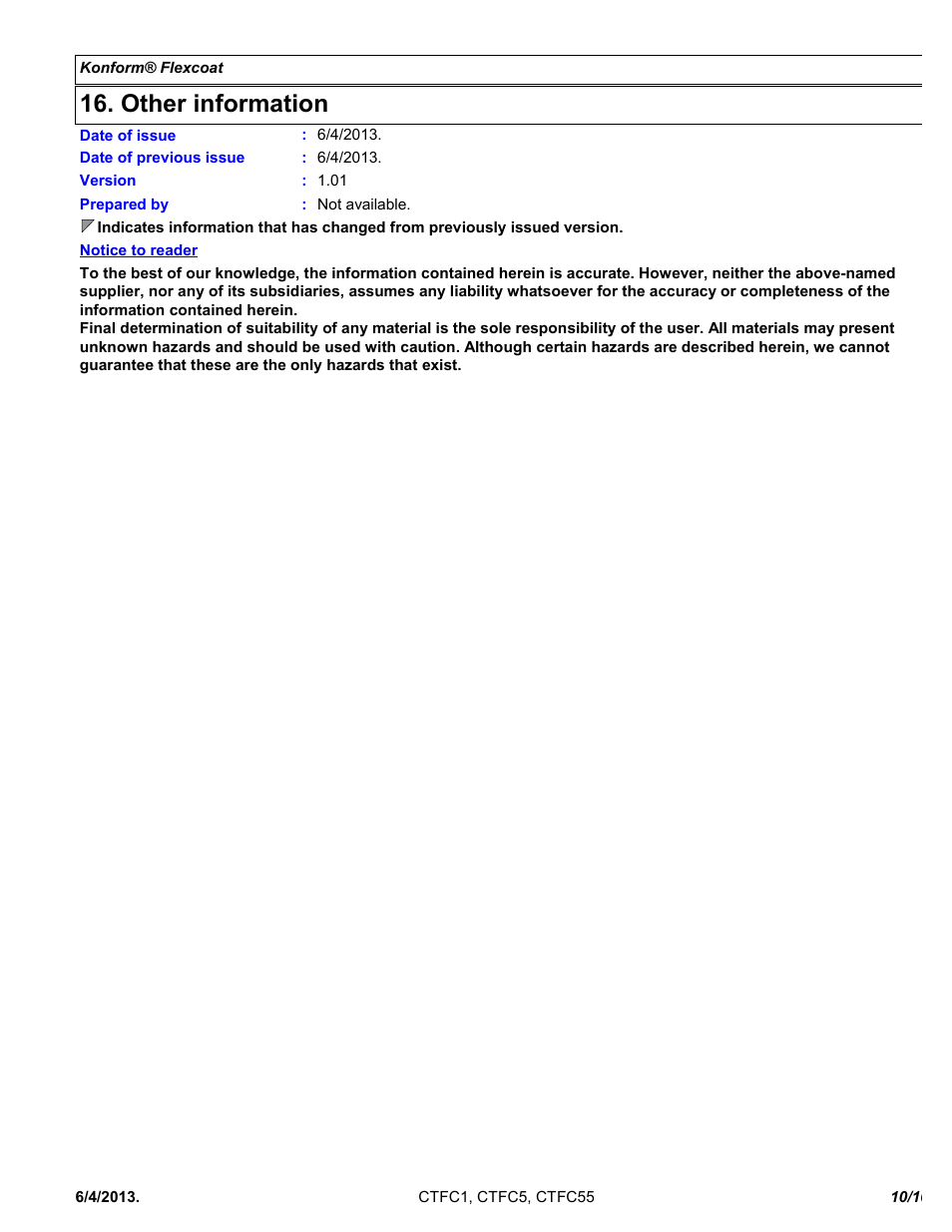 Other information | Chemtronics Konform Flexcoat CTFC5 User Manual | Page 10 / 10