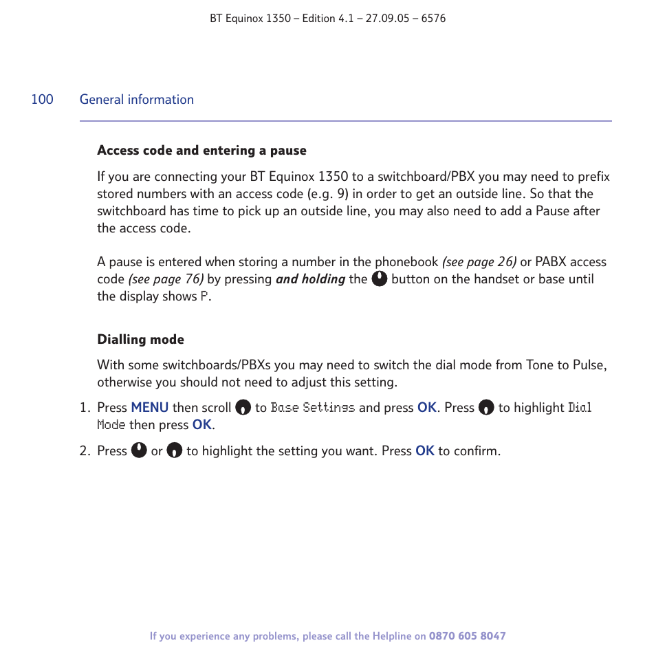 BT EQUINOX 1350 User Manual | Page 100 / 102